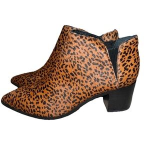 Sanctuary Leopard Dyed Calf Hair Ankle Booties Womens 8M Pointed Toe